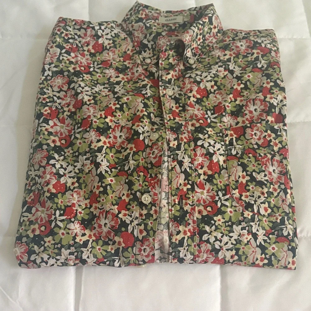 J. Crew Factory Men's Floral Shirt Jacket - Multicolor S sleeve length 32 inches